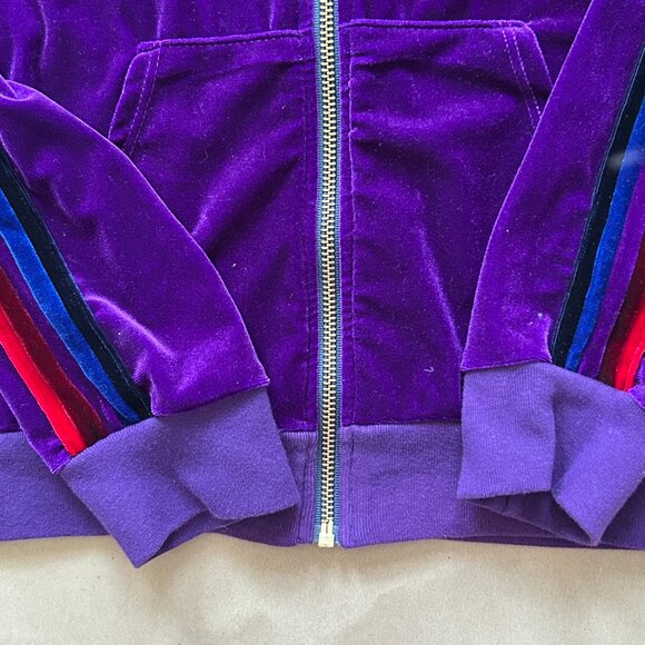 Aviator Nation Kids Classic Velour Purple Zip Up Hoodie Sweatshirt Size 14 - Picture 3 of 6